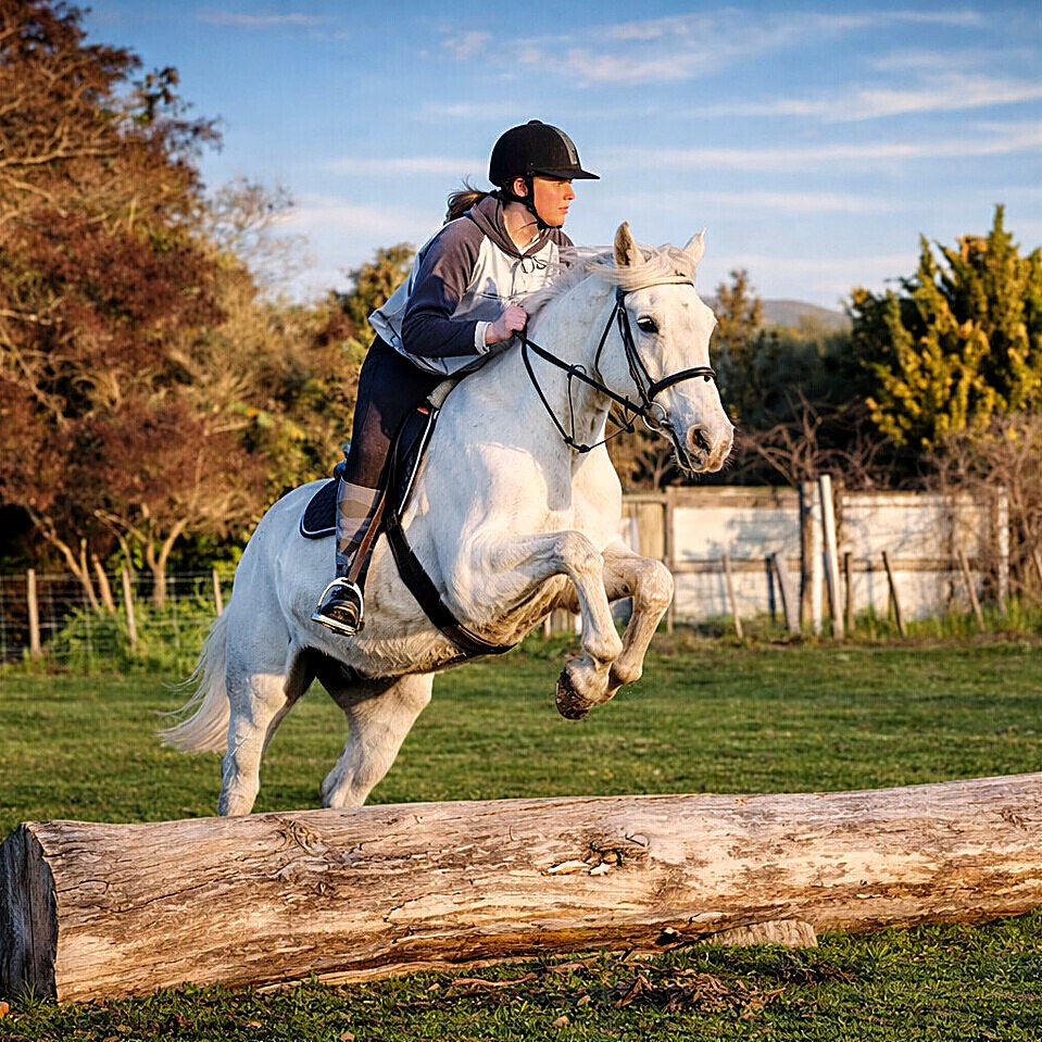 Riders high-fiving after a lesson